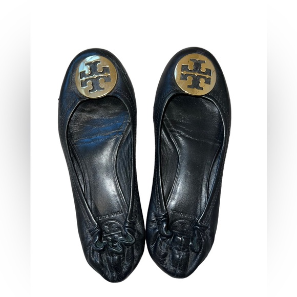 Tory Burch- Minnie' Travel Ballet Flat in Black Leather - Picture 2 of 5